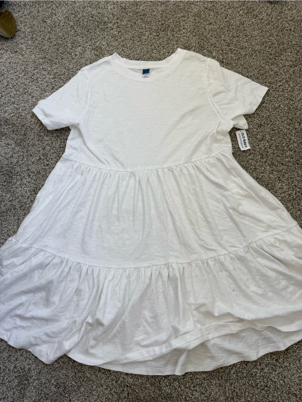 Old Navy White Tiered Short-Sleeve Girls Dress